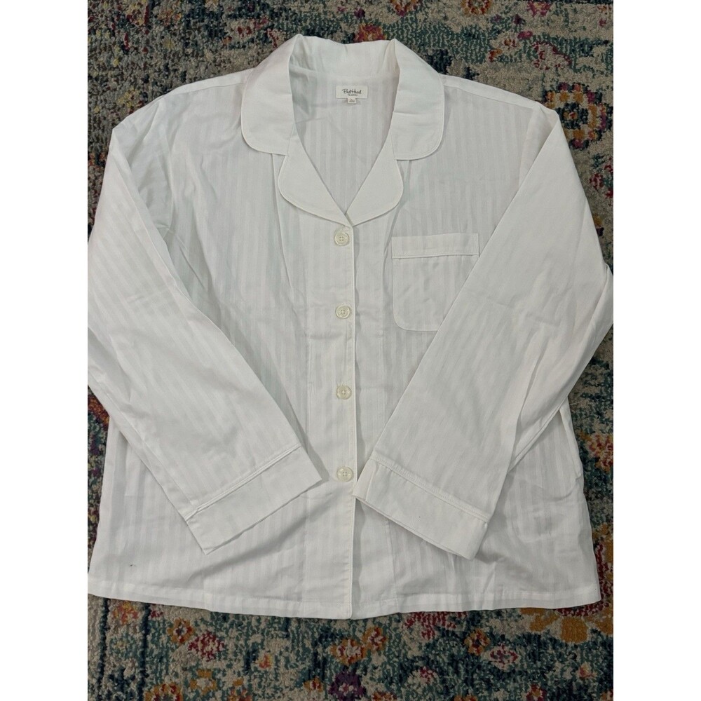 Bed Head Pajamas White Cotton Pajama Shirt Size Large